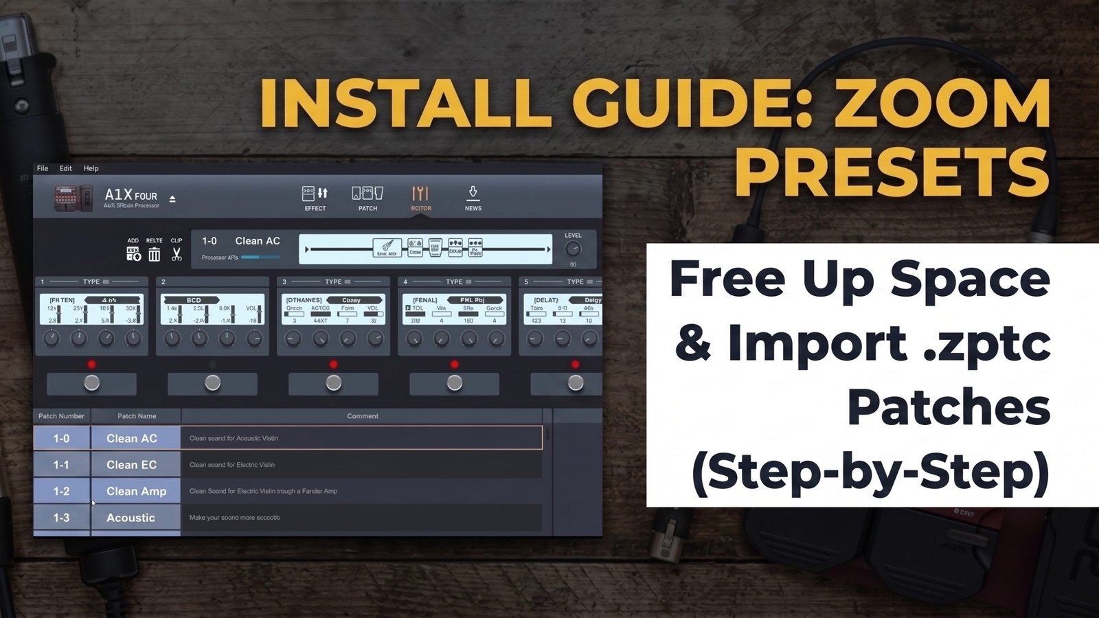 how to install zoom a1 a1x four presets